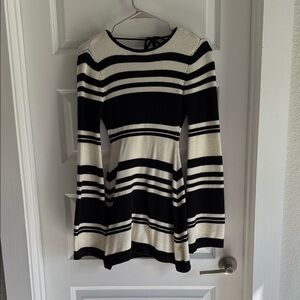 Black and White Striped Sweater Dress